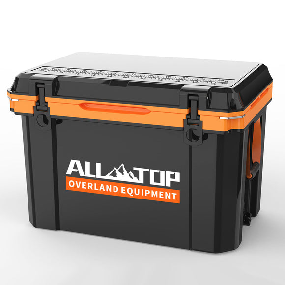 Portable Cooler Box w/ Ice Pack & Chopping Board - 55 Quart - Black