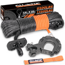 Synthetic Winch Cable w/ Forged Winch Hook - 1/4in x 50ft - 9,500 Lbs-1