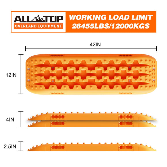 2PCS Recovery Traction Boards & Mounting Kit, 3rd Gen (Orange)