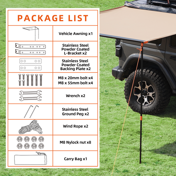 Rooftop Vehicle Awning - 6.6ft x 10ft