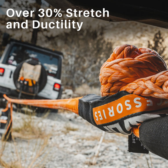 Kinetic Recovery Rope - 1in x 30ft - 48,000 Lbs - Orange w/ Shackles
