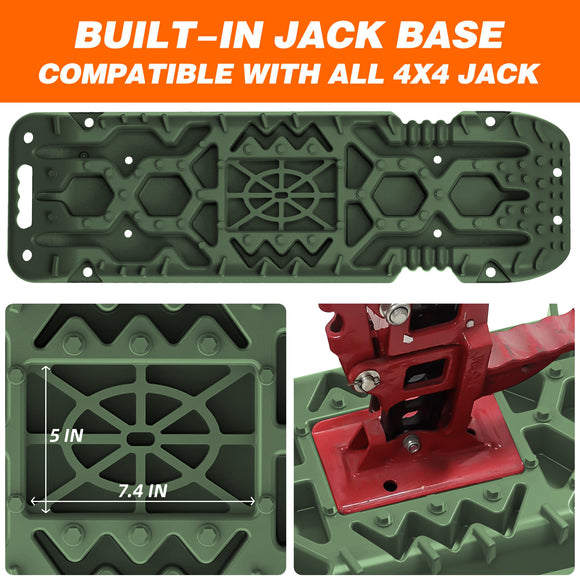 2Pcs Recovery Board with build-in Jack Base (Army Green)