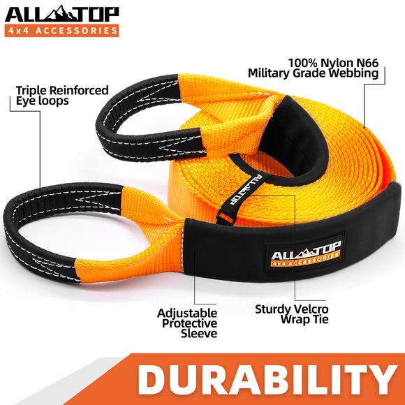 100% Nylon Recovery Tow Strap - 3in x 20ft - 35,000 Lbs