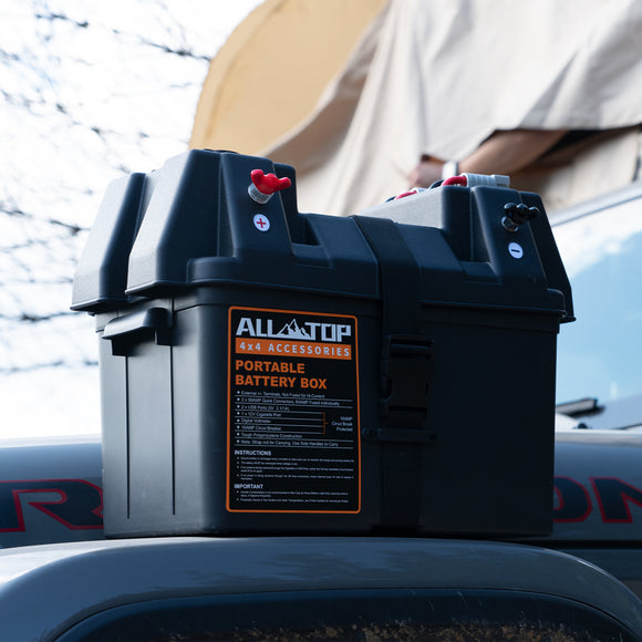 Portable Battery Box w/ Build-in Ports & Plugs, Battery Not Included