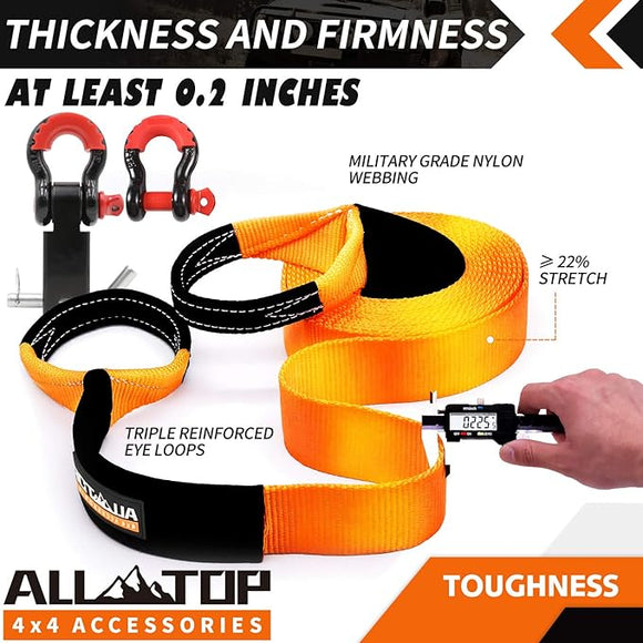 Dual Cylinder 12V Portable Inflator 12.35 ft³/Min with Nylon Recovery Kit with Hitch Receiver