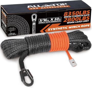 Synthetic Winch Rope Cable - 3/16" x50ft - 8350LBS