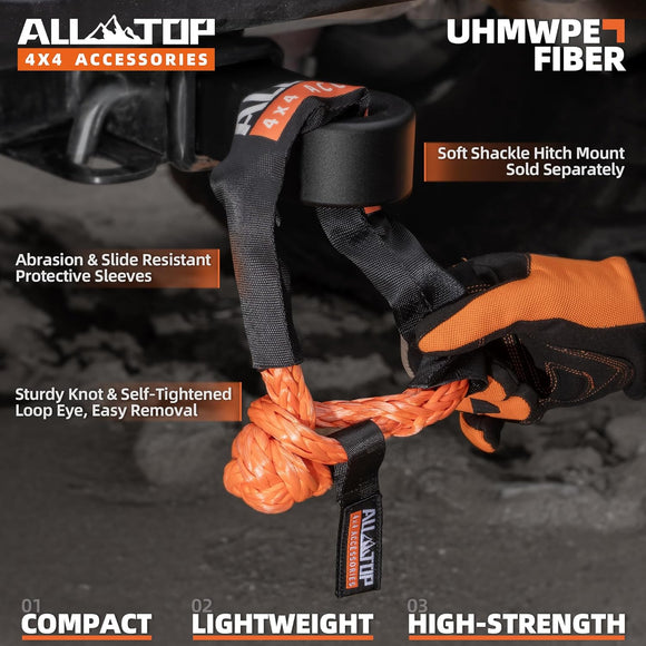 Soft Shackles + Recovery Ring Set: 2PCS x 66,200 Lbs Shackles +  Recovery Ring（red）