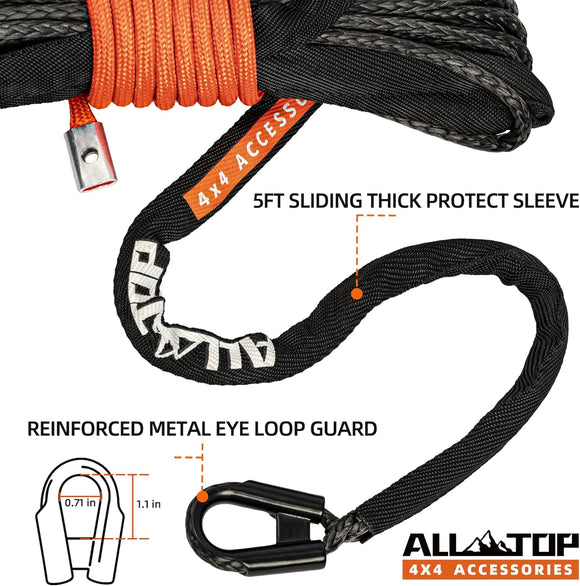Synthetic Winch Rope Cable - 3/16" x50ft - 8350LBS