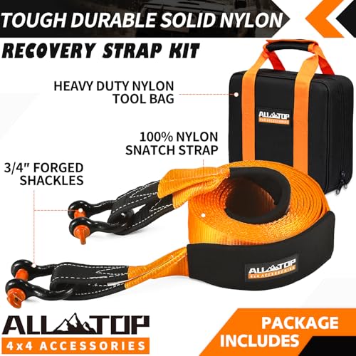 Recovery Strap Kit w/ Shackles: Strap 4in x 20ft - 46,500 Lbs