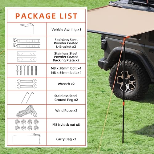 Rooftop Vehicle Awning - 6.6ft x 8.2ft