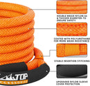 Kinetic Recovery Rope - 1in x 20ft - 48,000 Lbs - Orange w/ Shackles-2