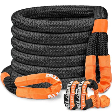 Kinetic Recovery Rope Kit w/ 2 Soft Shackles - 1.5in x 30ft - 83000Lbs - Black