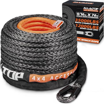 Synthetic Winch Rope Cable - 9/16" x76ft - 35000LBS