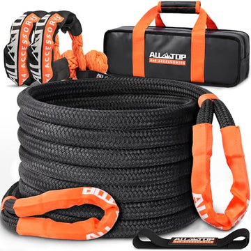 Kinetic Recovery Rope - 1in x 20ft - 48,000 Lbs - Black w/ Shackles