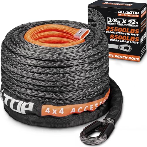 Synthetic Winch Rope Cable - 3/8" x92ft - 25500LBS