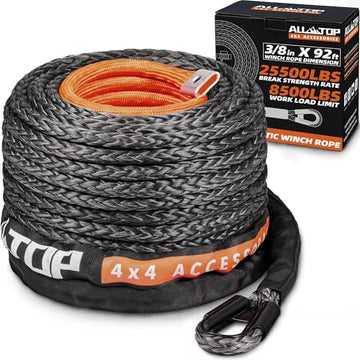 Synthetic Winch Rope Cable - 3/8" x92ft - 25500LBS