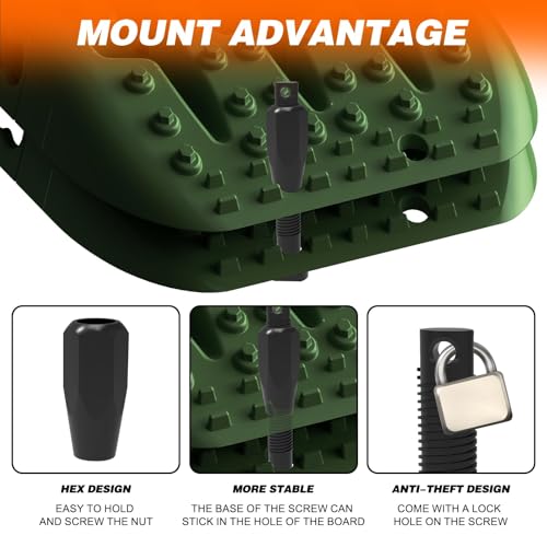 2PCS Recovery Traction Boards & Mounting Kit, 3rd Gen (Army Green)